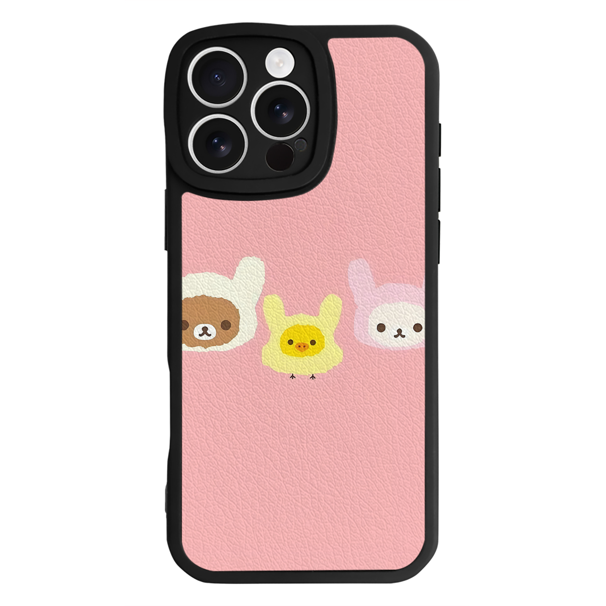 （画像用） リラックマ リラックマ キイロイトリ Rilakkuma Korilakkuma Kiiroitori 【iPhone 16シリーズ対応】シリコンスマホケース（レザー調） 材質：シリコン